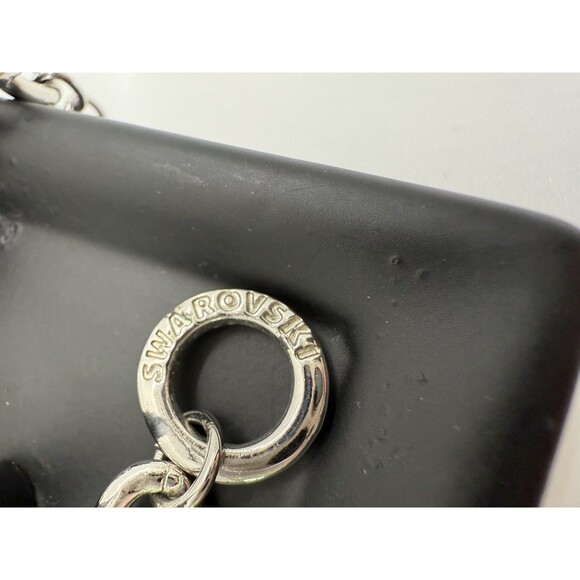 Vintage Bracelet Signed SWAROVSKI Swan Green Crystal Silver Tone W/Toggle Clasp - Picture 3 of 11